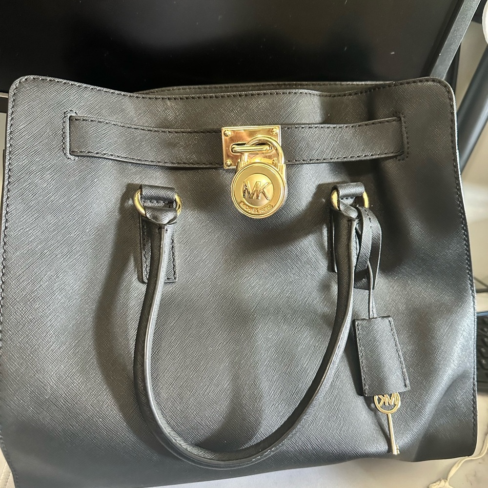 Michael Kors Black Tote with Gold Accents